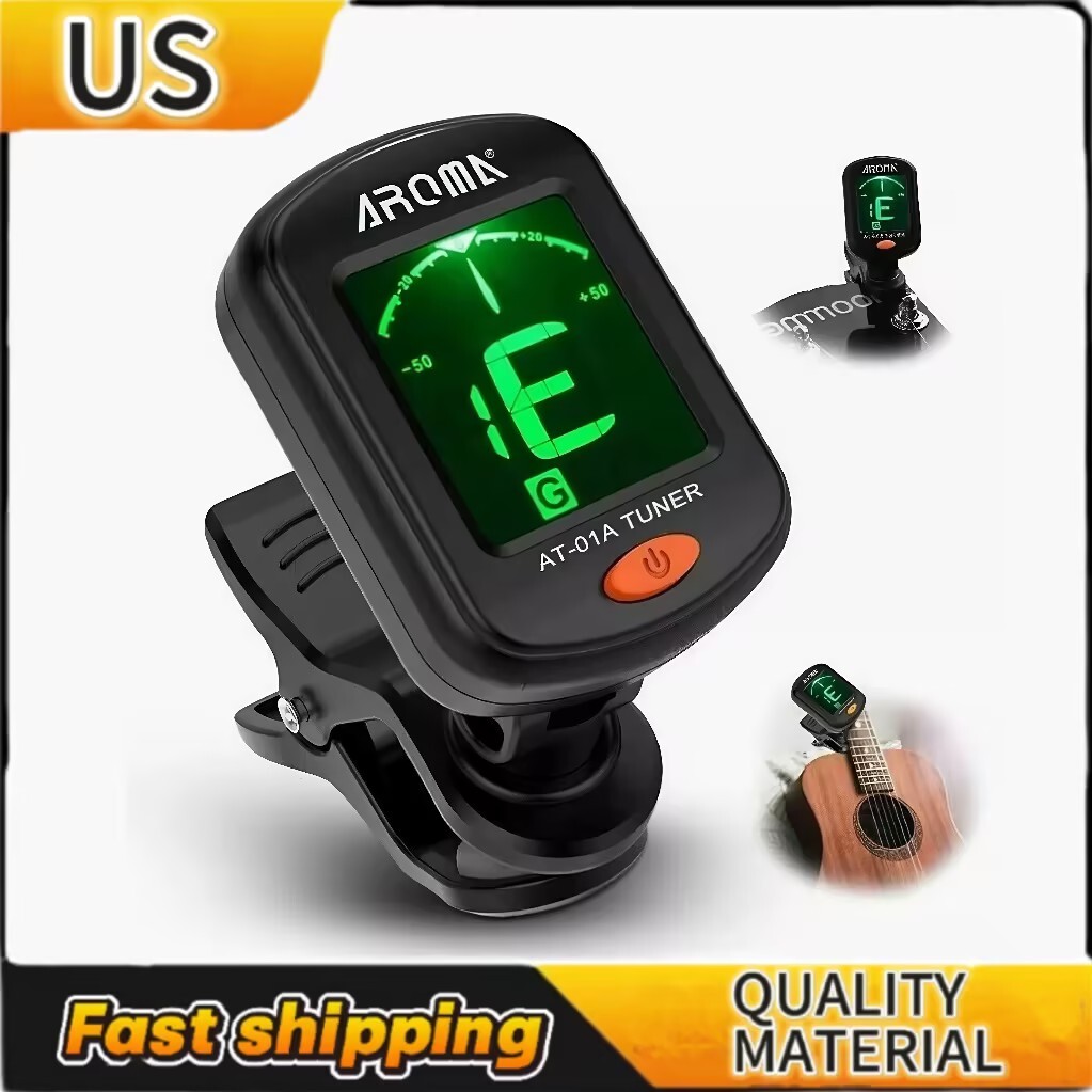 LCD Clip On Tuner for Acoustic Electric Guitar Bass Ukulele  Black