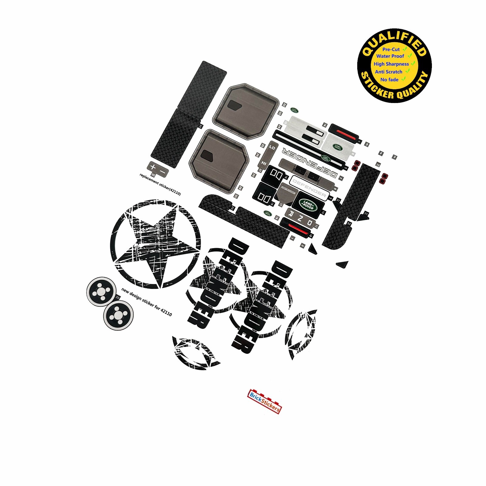 Custom sticker for set 42110 Precut transparent MOC sticker
