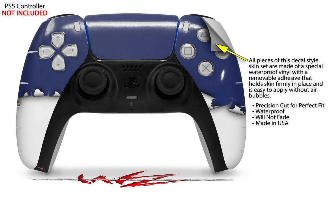 Skin Sony PS5 Controller Ripped Colors Blue White