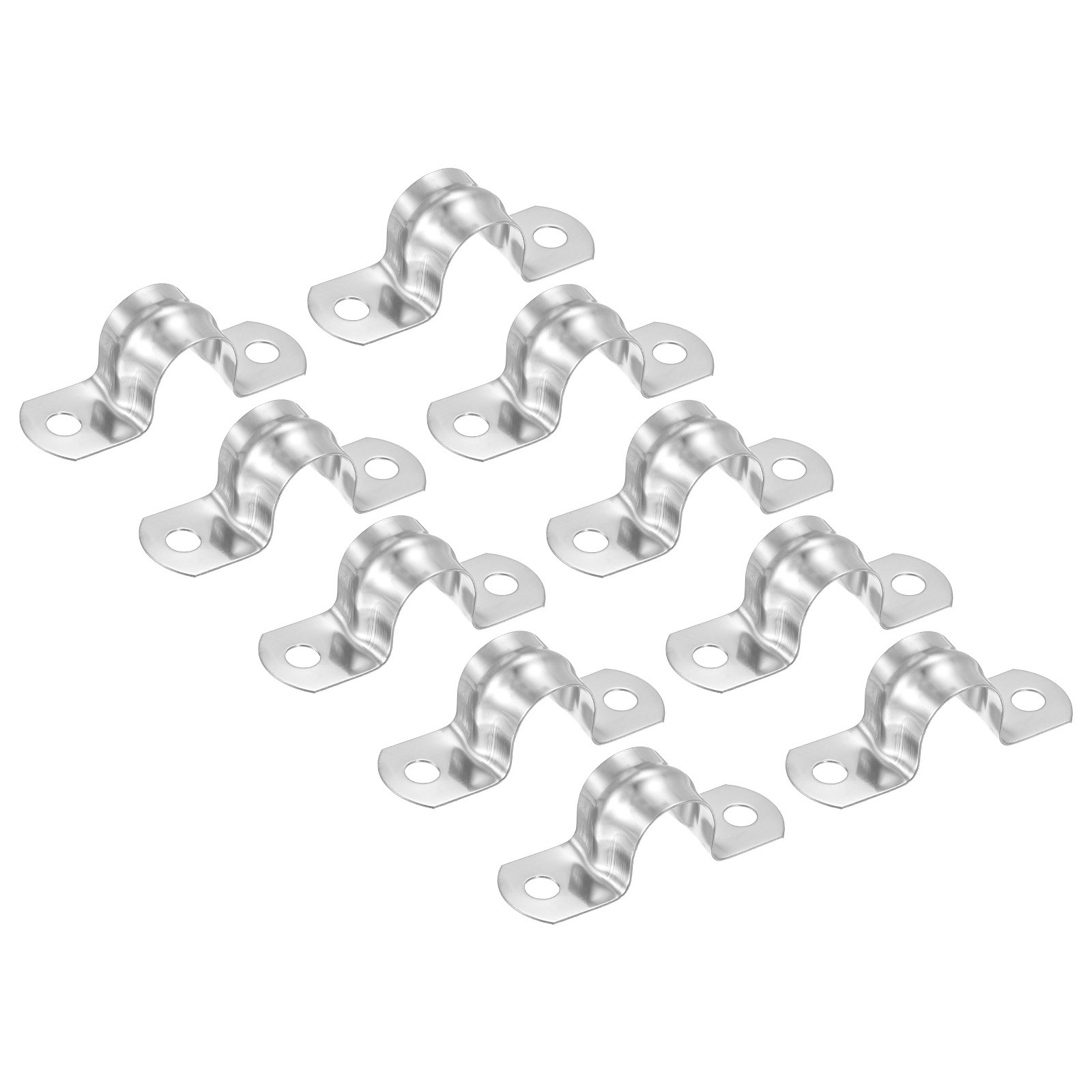 35mm Rigid Pipe Strap Clamp, 10 Pcs Stainless Steel Two Hole U-shape Tube Clip