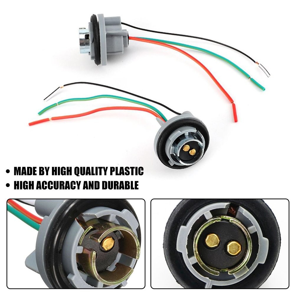 2pcs 1157 LED Brake Turn Light Bulb Socket Light Base Harness Wire Pigtail Plug