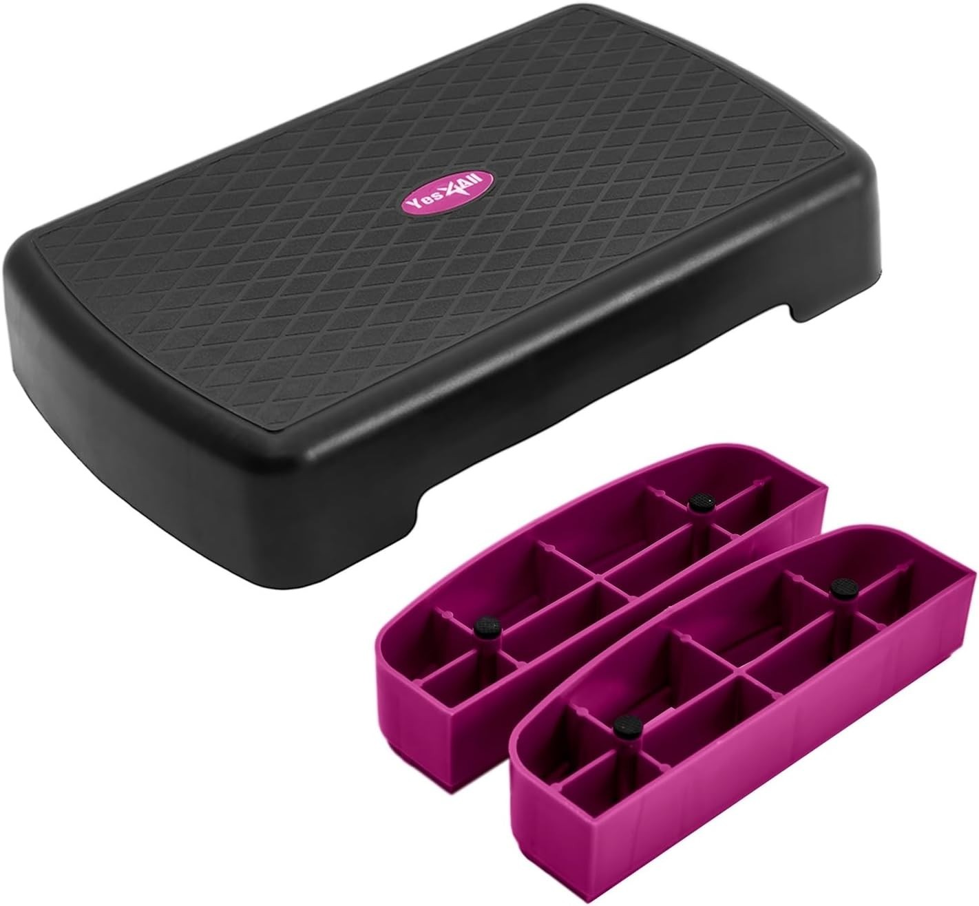 18.9" Aerobic Exercise Step Platform with 2 Risers, Adjustable Height Workout...