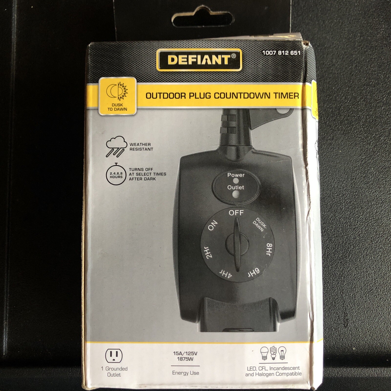 Defiant Mechanical Dusk to Dawn Countdown Timer Black 15AMP 1007812651