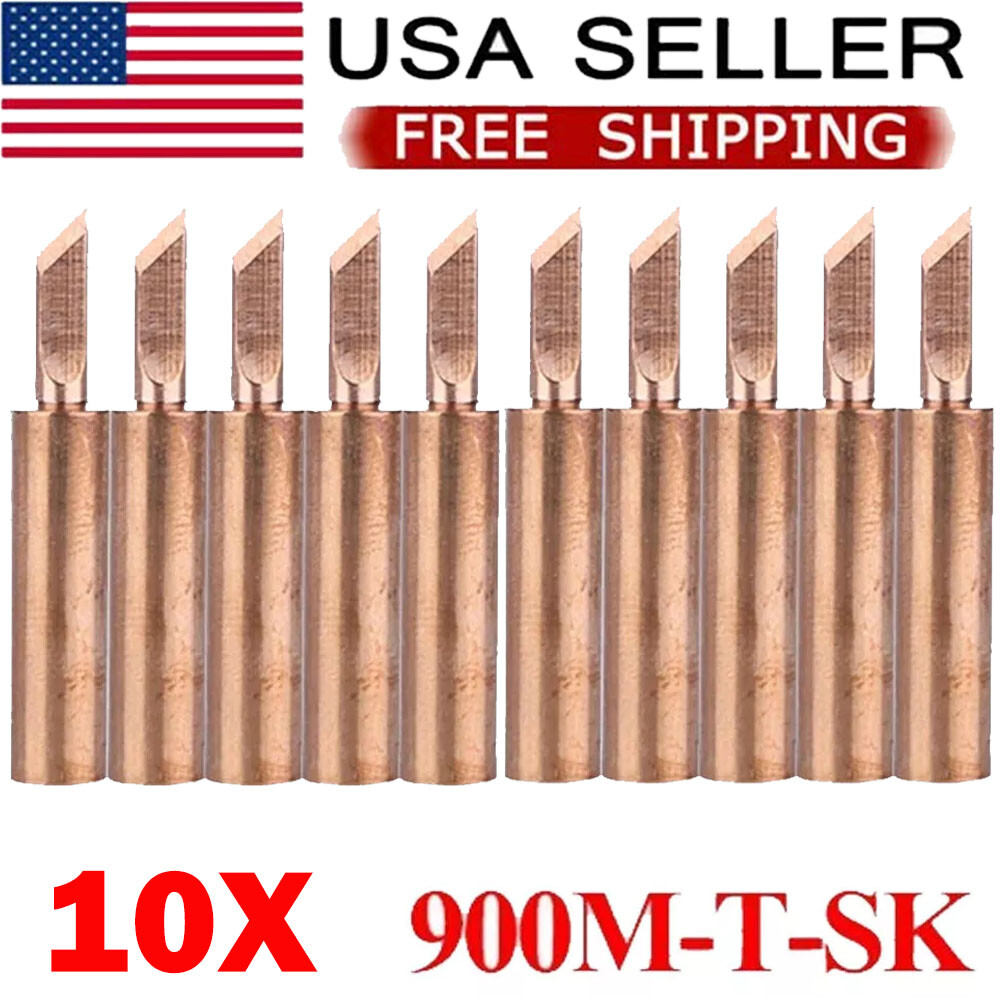 10pc 900M-T-SK Pure Copper Soldering Iron Tip Set Lead-Welding Solder Tip Tools