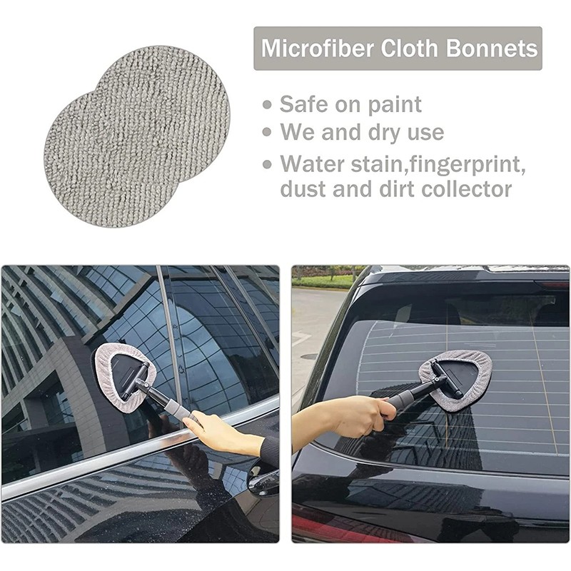 Auto Windshield Cleaning Tool Extendable Window Cleaner Brush Glass Wiper w/ Pad