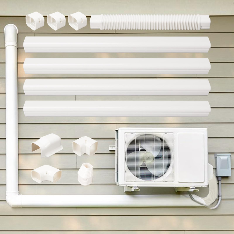 Kerykwan 3 W 15.5Ft L Mini Split Ac Line Cover Kit Decorative Pvc Tubing Pipe