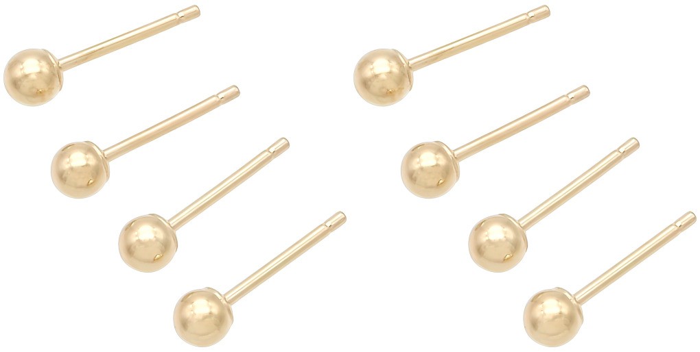 14K Yellow Gold Fancy Earrings Jewelry Ear Studs Pack of 8