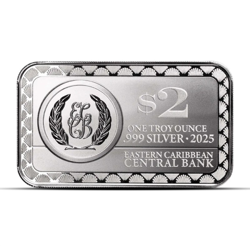 Presale 2025 1 oz EC8 Grenada Dolphin Silver Bar (BU, Colored)