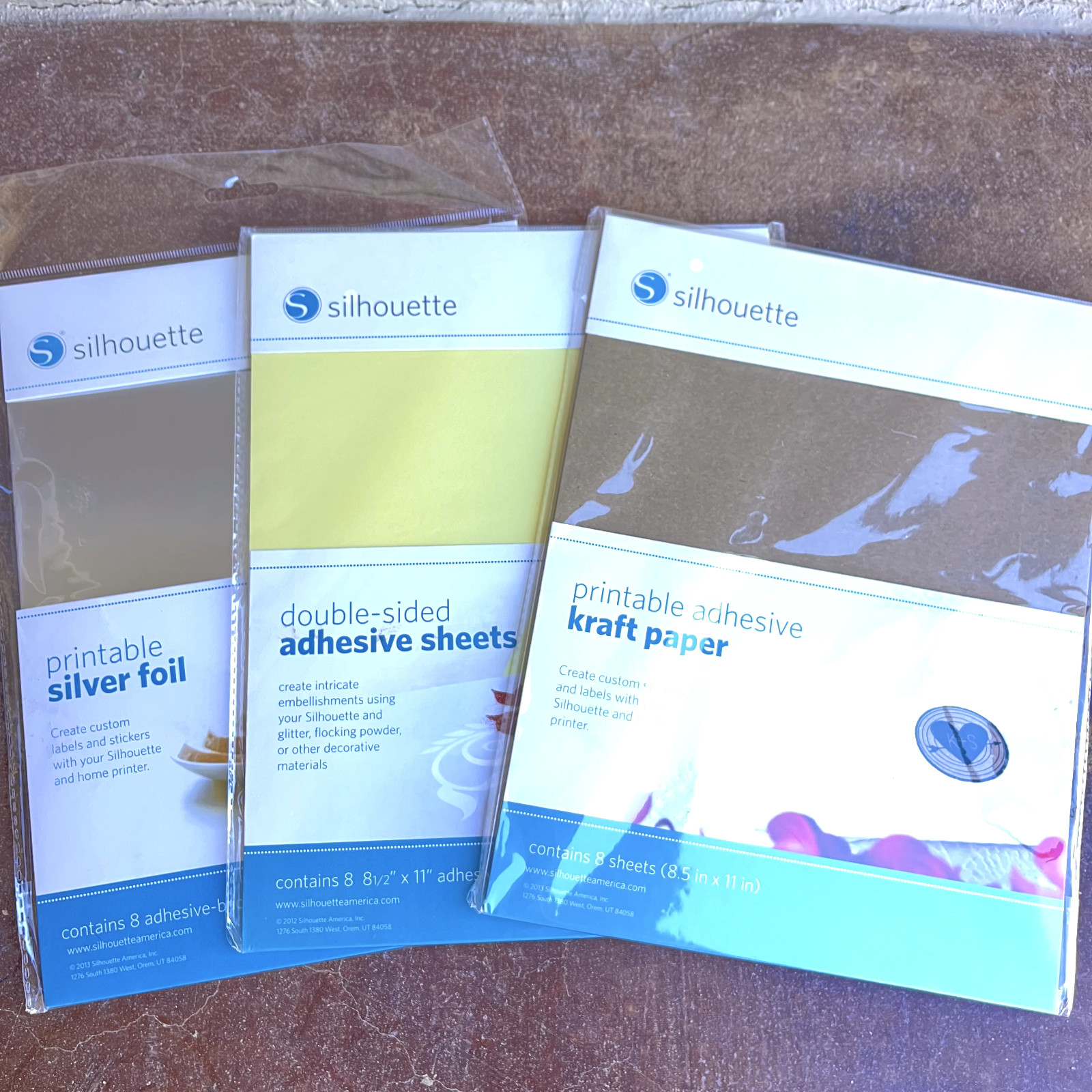 Silhouette 3 Packs Printable Adhesive Kraft Paper, Silver Foil, Adhesive Sheets