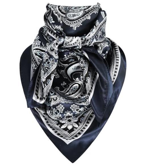 35 Inch Wild Rag Cowboy Scarves for Men Large Rancher Neckerchief Silk Blue