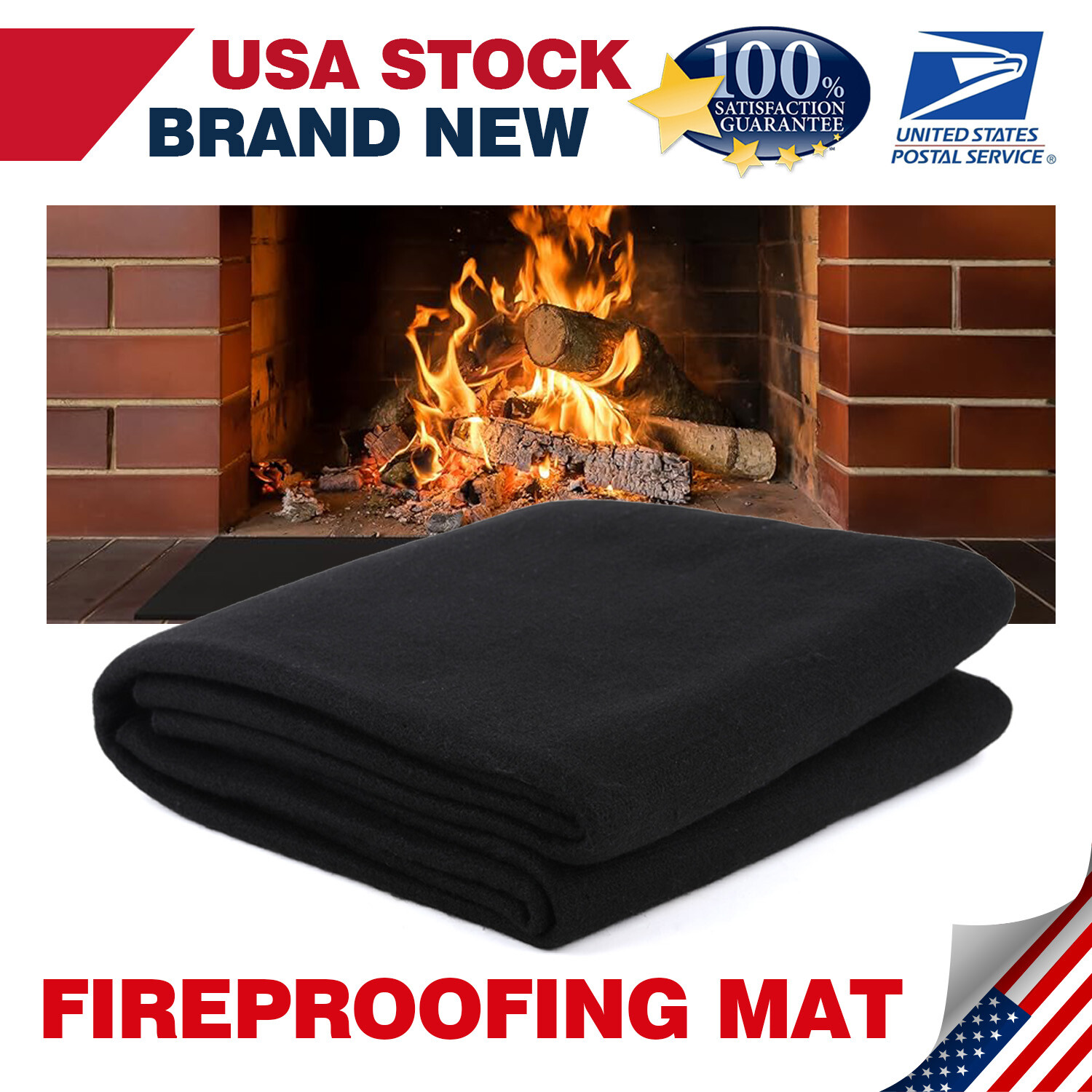 1pc 3mm Fireproof Fireplace Carpet Grill Rug Protection Mat Flame Resistant Pad