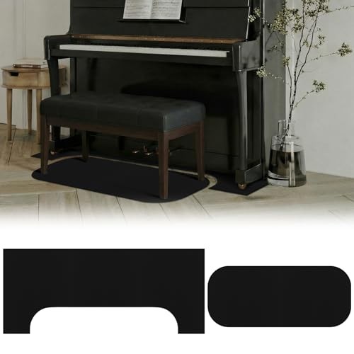 1 Set Piano Carpet for Noise Reduction Set 27 x 63 Inches Soundproof Rug Black