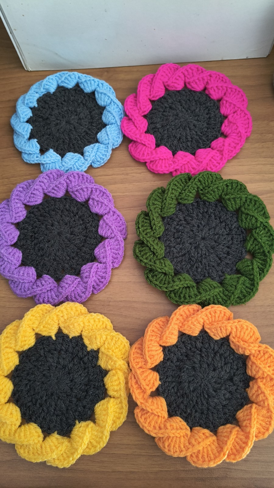 Set Size Of No.6 Coasters - Under Cups, Colored Handmade To...