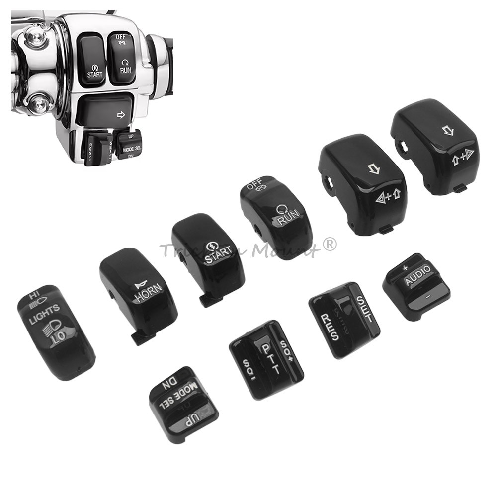 Black Radio Control Switch Cap Buttons Fit For Harley Davidson Touring 96-2013