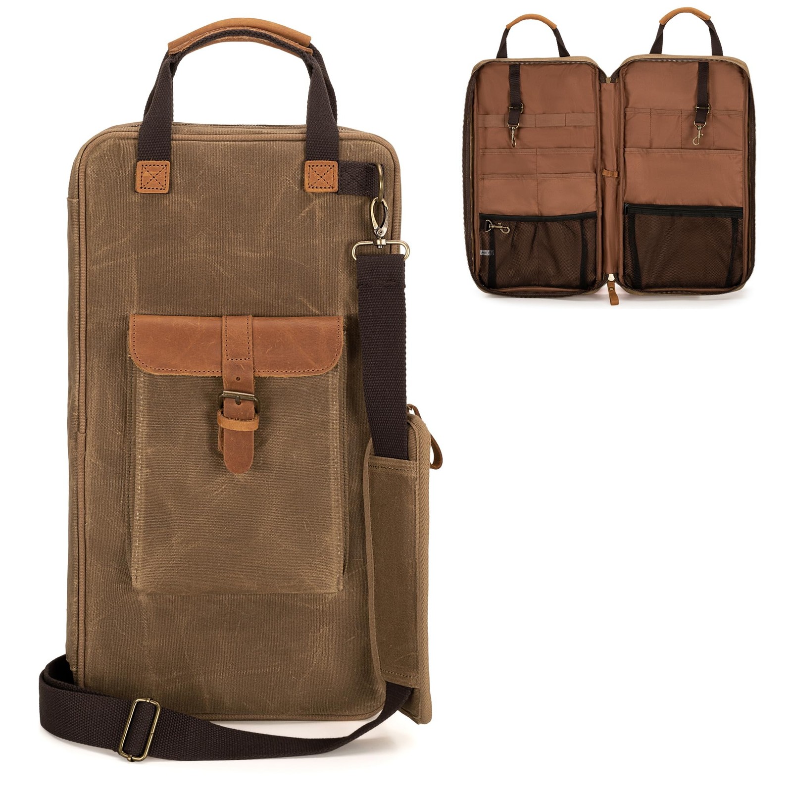Drum Stick Bag, Waxed Canvas Mallets Percussion Bag with Handles and Detachable