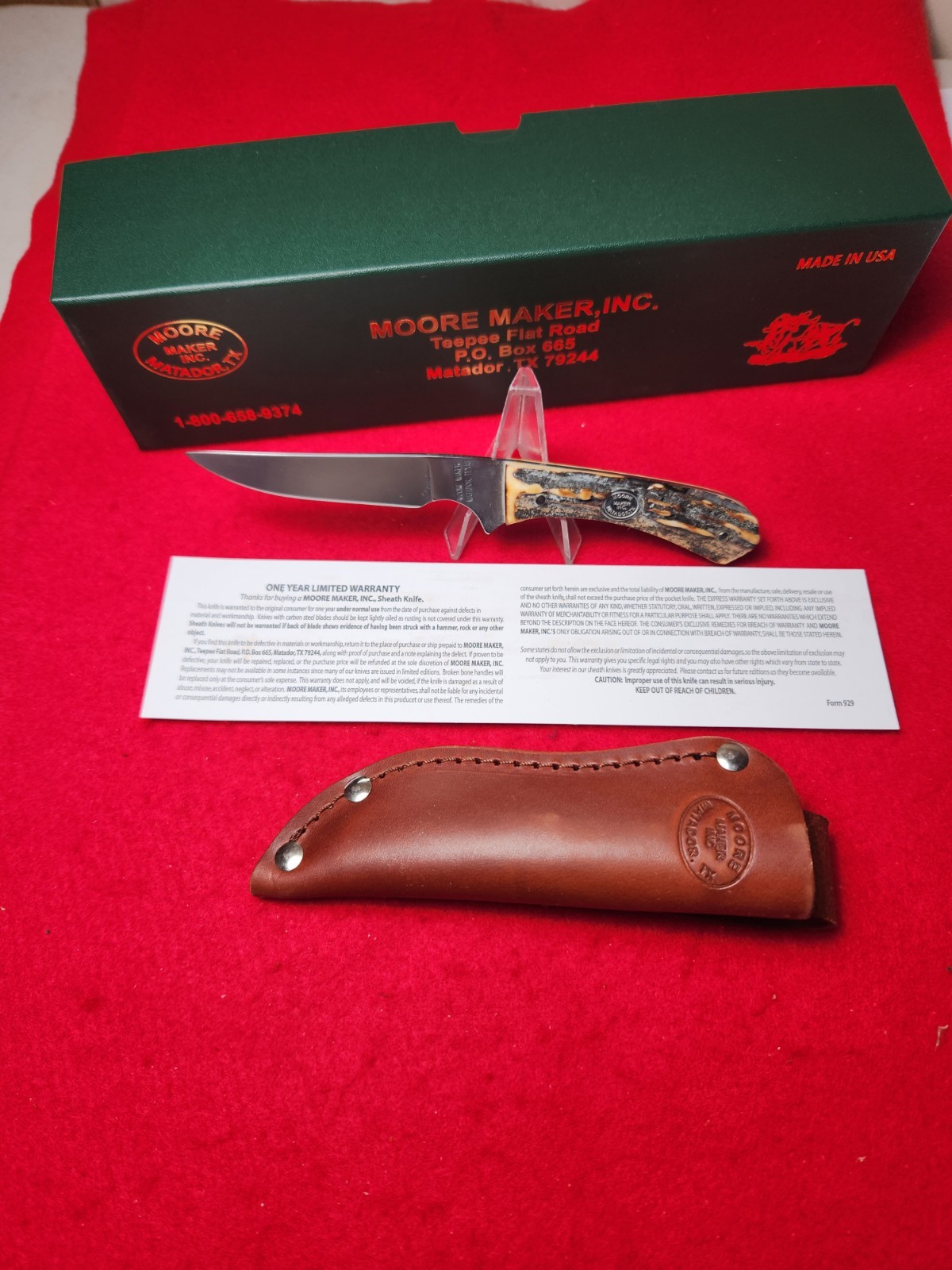 Moore Maker USA  6100 Hunting Knife Genuine Stag Handles New In Box