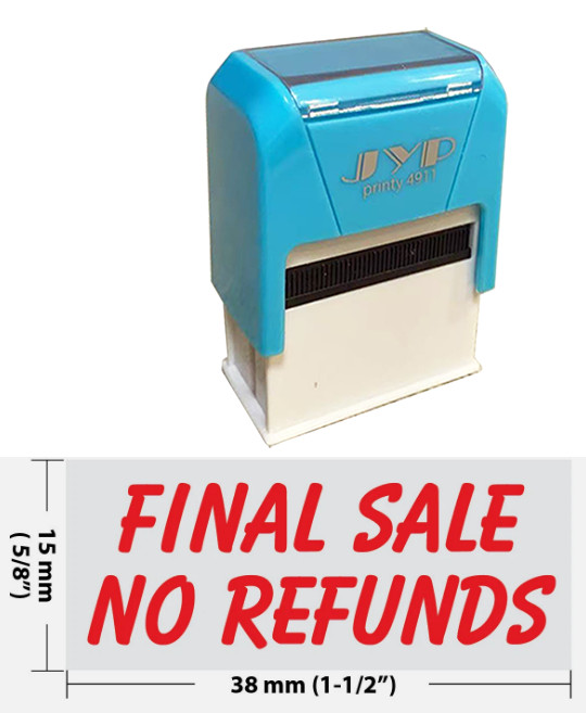 Final Sale No Refunds Self Inking Rubber Stamp - JYP 4911R-04  (RED INK)