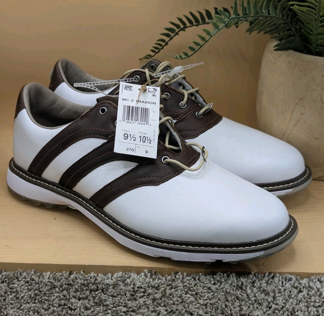 New Adidas MC Z-Traxion Spikeless Leather Golf Shoes Mens Size 9.5 Wms 10.5