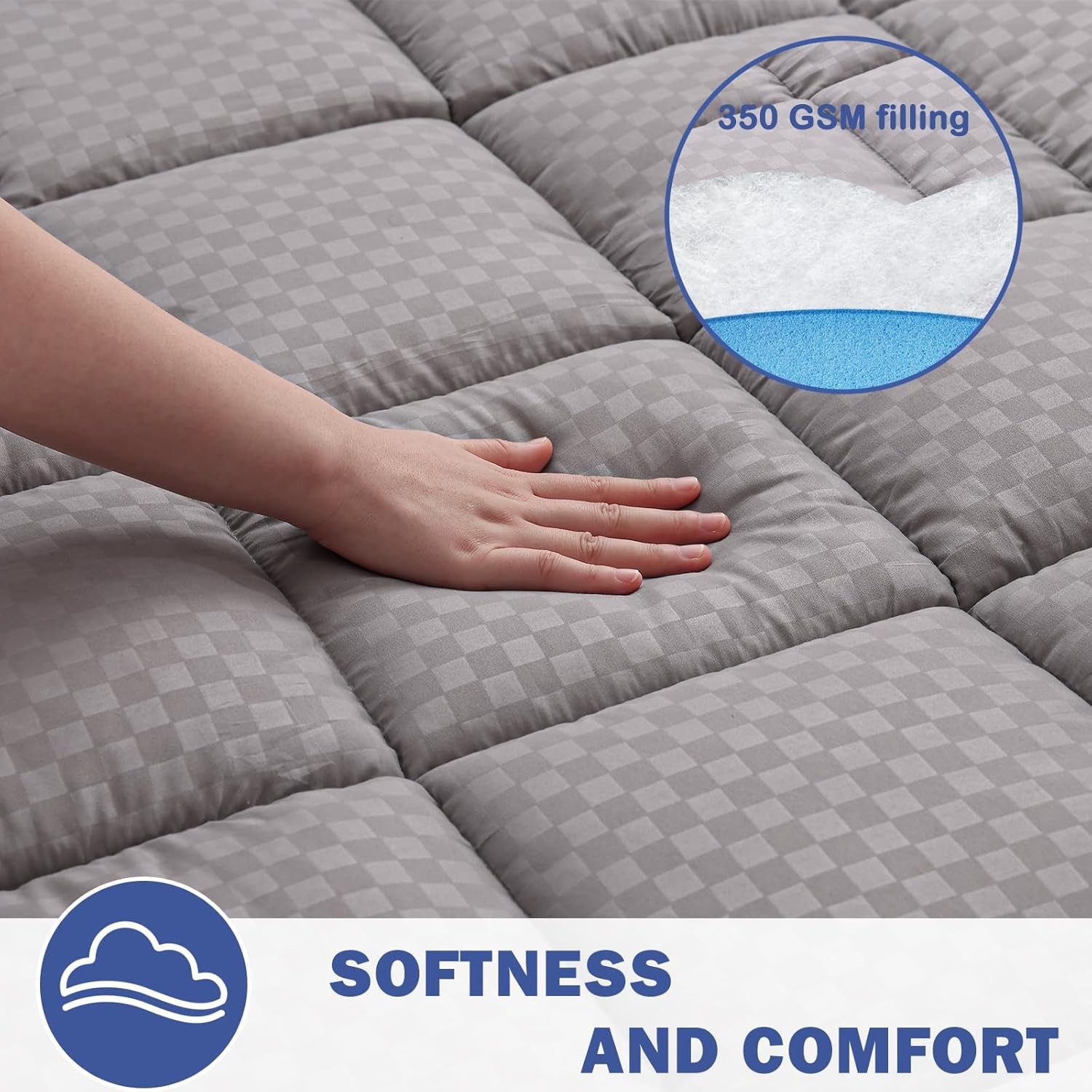 OLANLY Queen Quilted Fitted Mattress Pad, Cooling Soft Queen, Light Grey