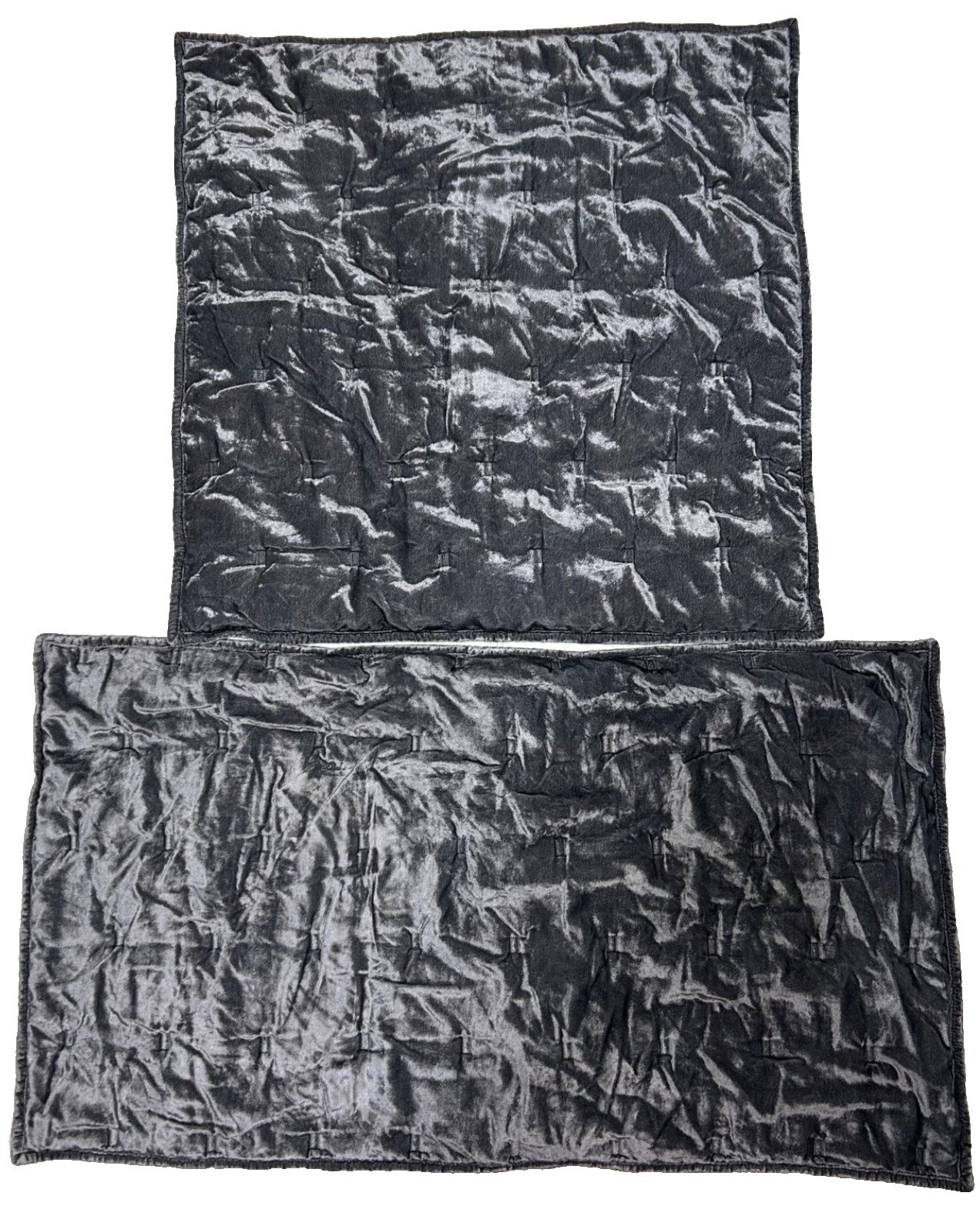 West Elm Gray Velvet Shams Euro King 2 Whimsigoth Dark Academia Stitch Quilt k