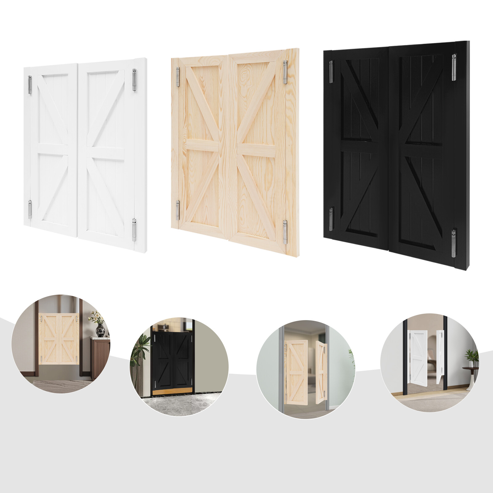 Wood/Black/White Dual Partition Door Modern Partition Door Porch Entrance Door