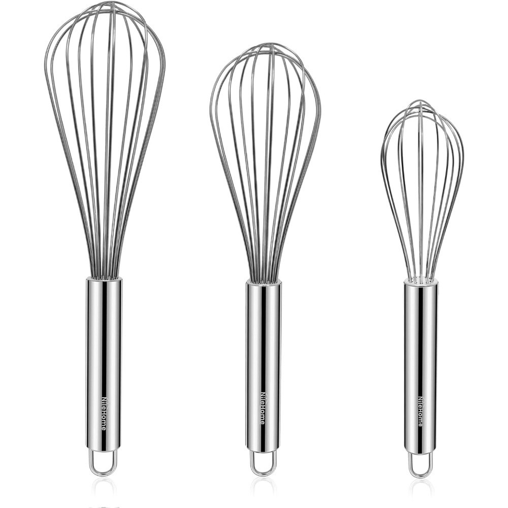 Stainless Steel Whisk Set 3 Pack Balloon Whisks for Mixing Beating Blending