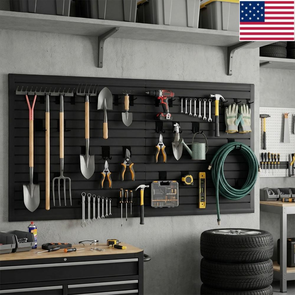 4x8 FT Wall Panels with 26  Accessories Slat Walls Paneling PVC Garage Wall Pane