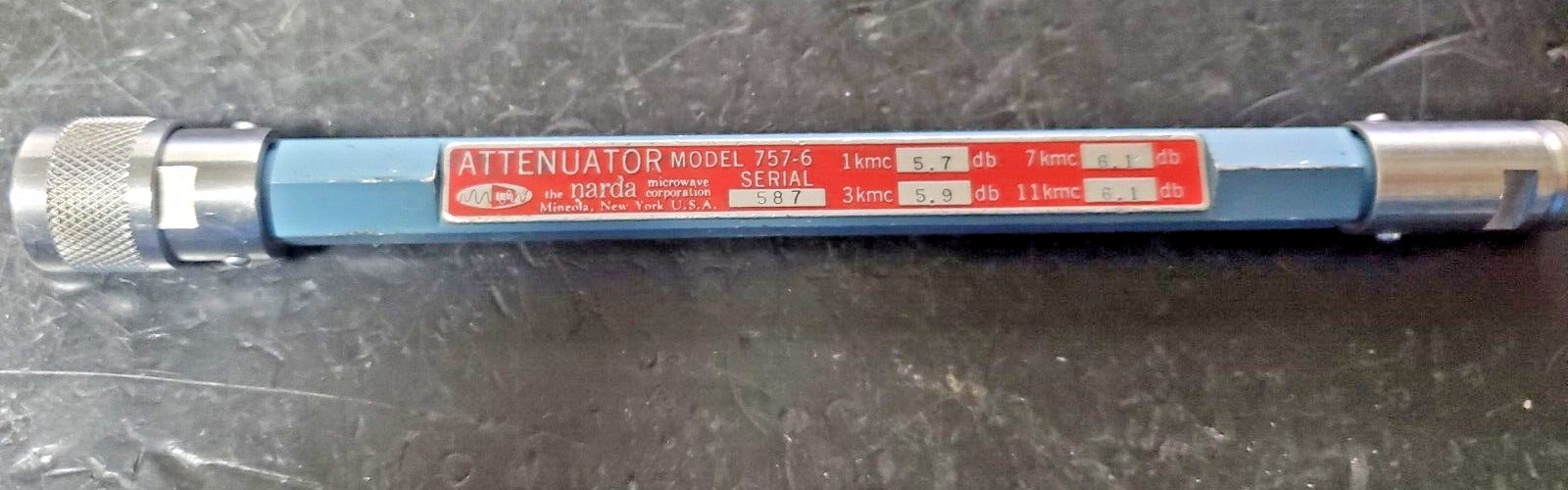 Narda 757-6 Type-N Fixed Attenuator DC-12.4GHz 6dB 2 Watt -USED Good Cond tested