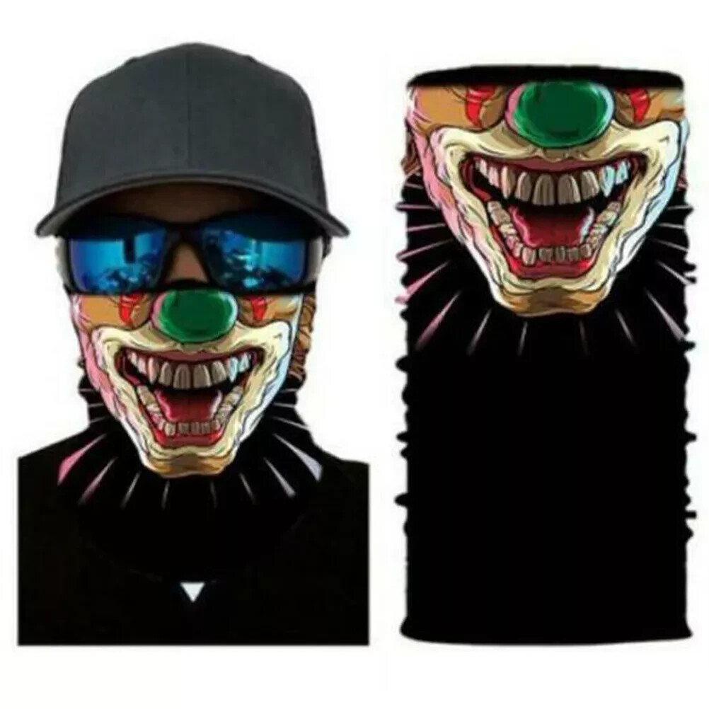 Neck Gaiter Face Mask Fishing Sun Headwear Protection Crazy Clown