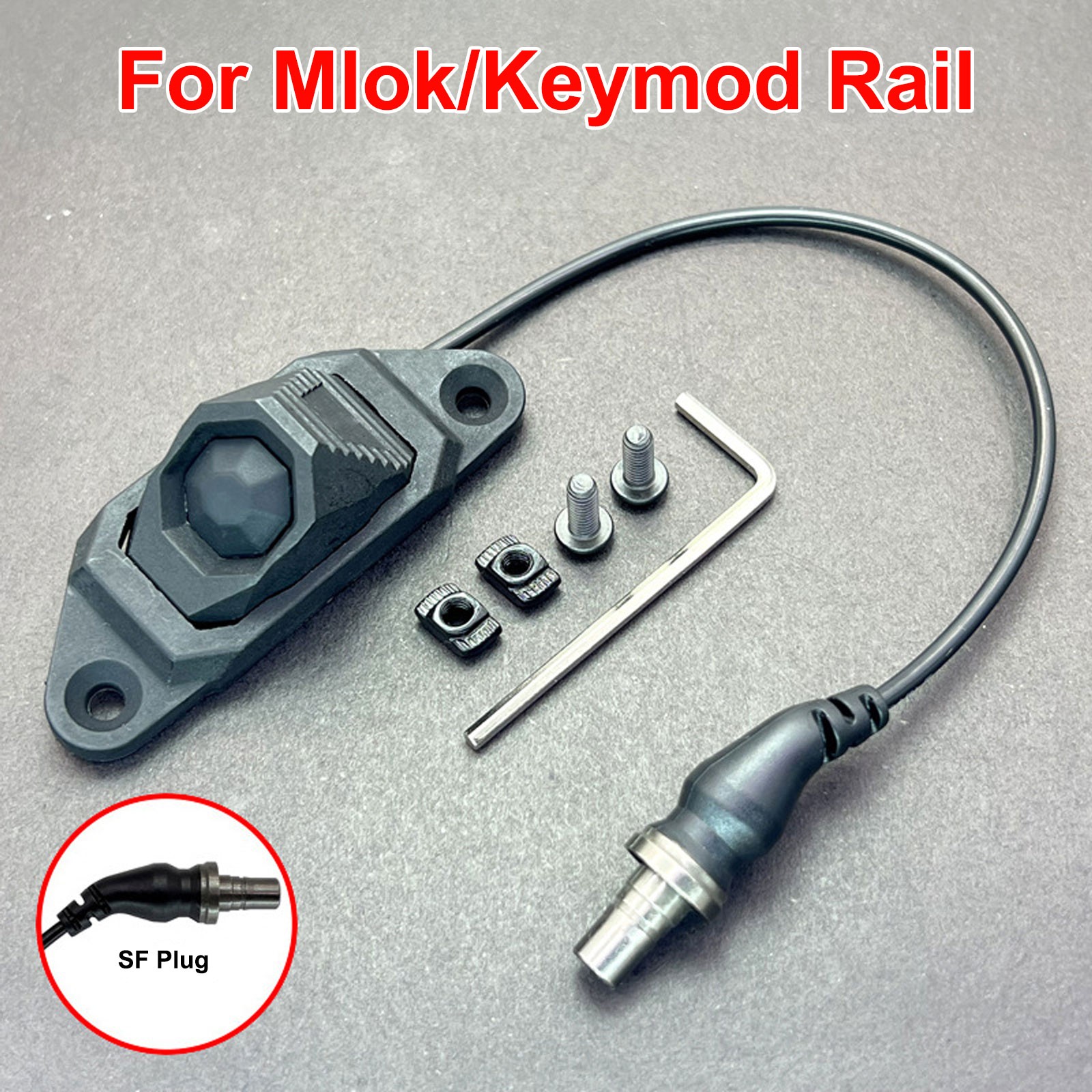 Tactical Button Light Switch MLOK Rail Mount For M300 M600 Light / Hunting Laser