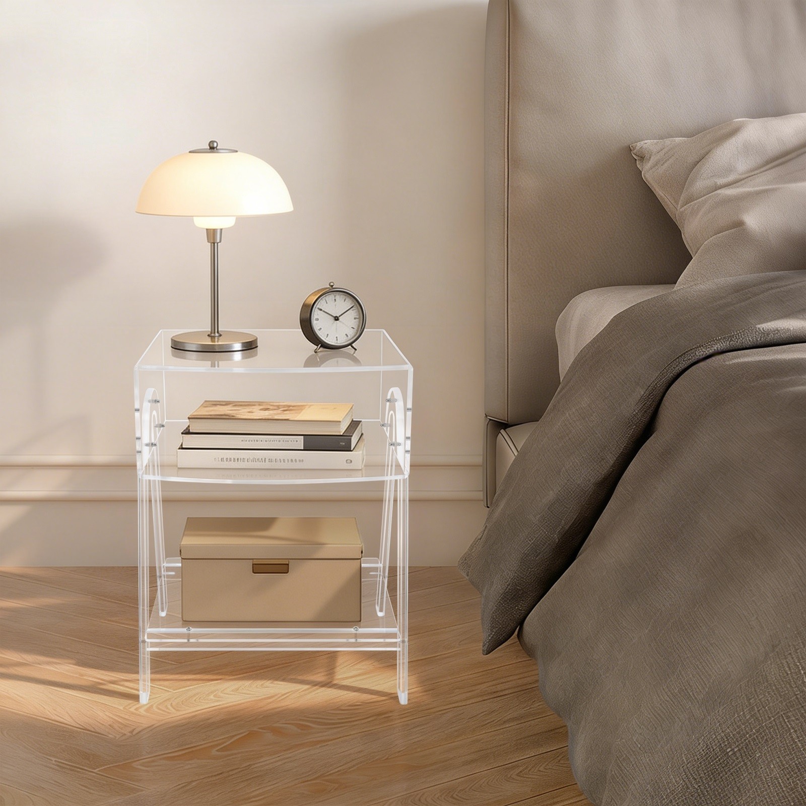 44*32*57cm 3 Tier Acrylic Side Table Tea/Coffee table Clear Nightstand End Table