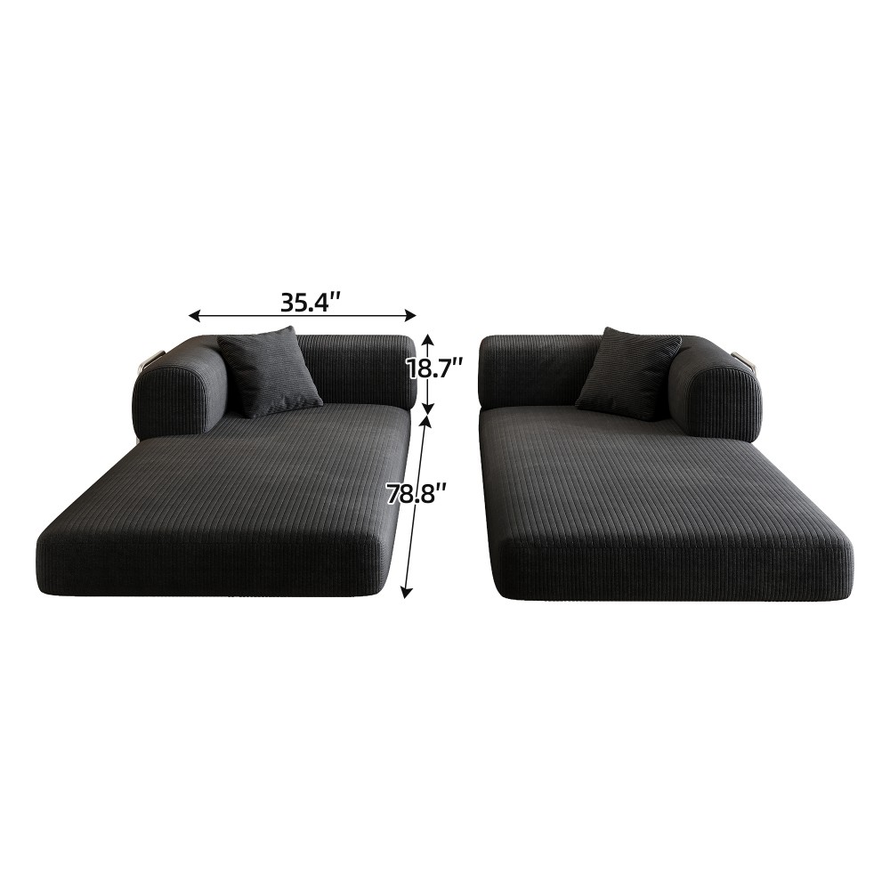 Compression Sofa, Convertible Floor Sofa Bed, Futon Couch Sleeper Bed, Black