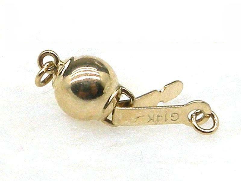 14K Solid Yellow Gold Pearl-Bead-Jewelry Necklace Bracelet Round Ball Clasp 6mm