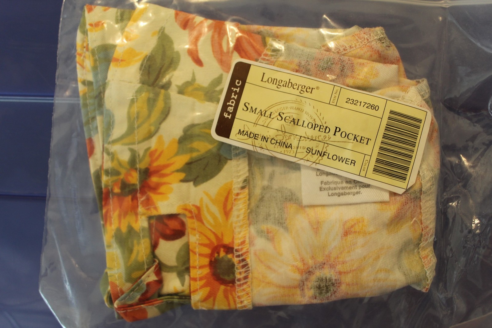 Longaberger Sunflower Floral Small Scalloped Pocket Basket Liner #23217260 - NEW