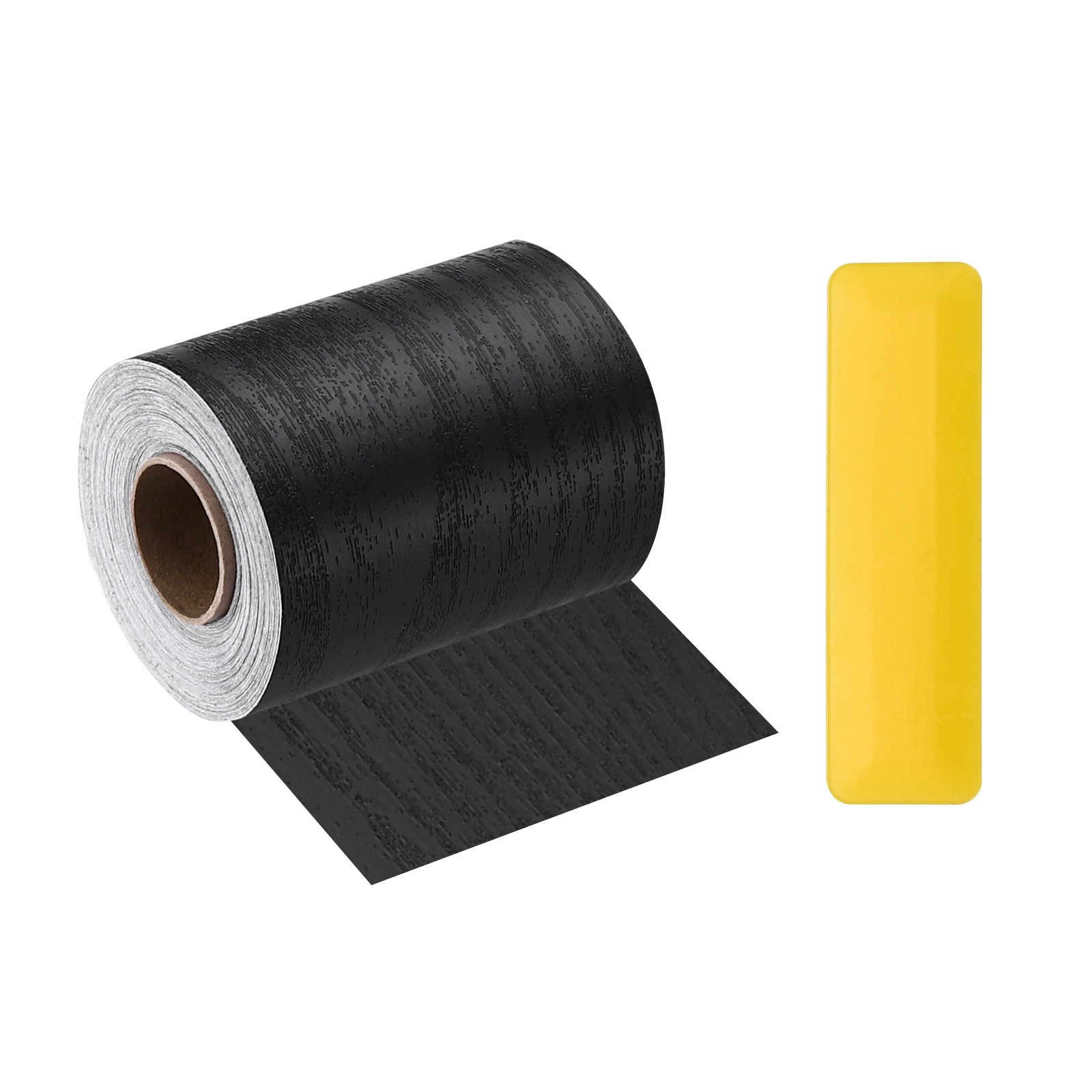 3" x 33ft Self Adhesive Wood Grain Repair Tape with Scraper, Black Wood