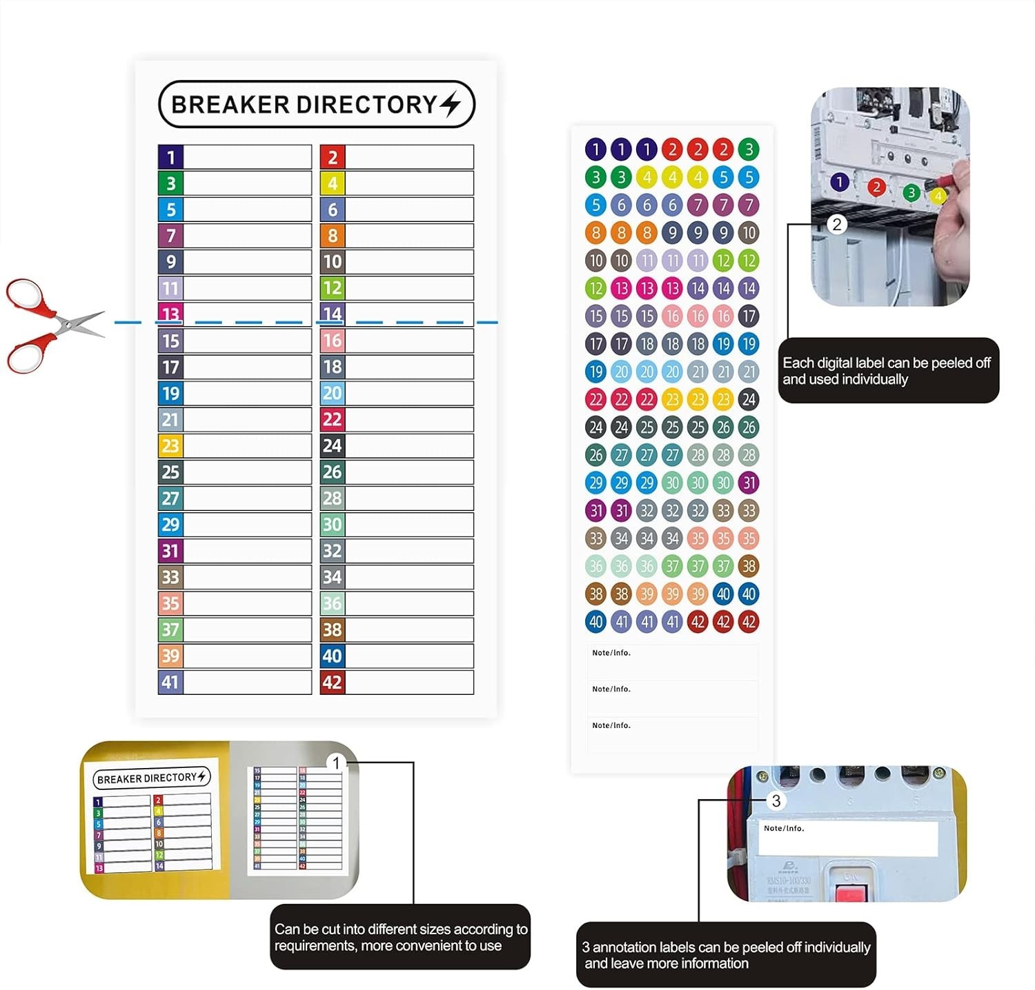 Reusable Electrical Box Labels - 16 Sheets for Easy Circuit Identification