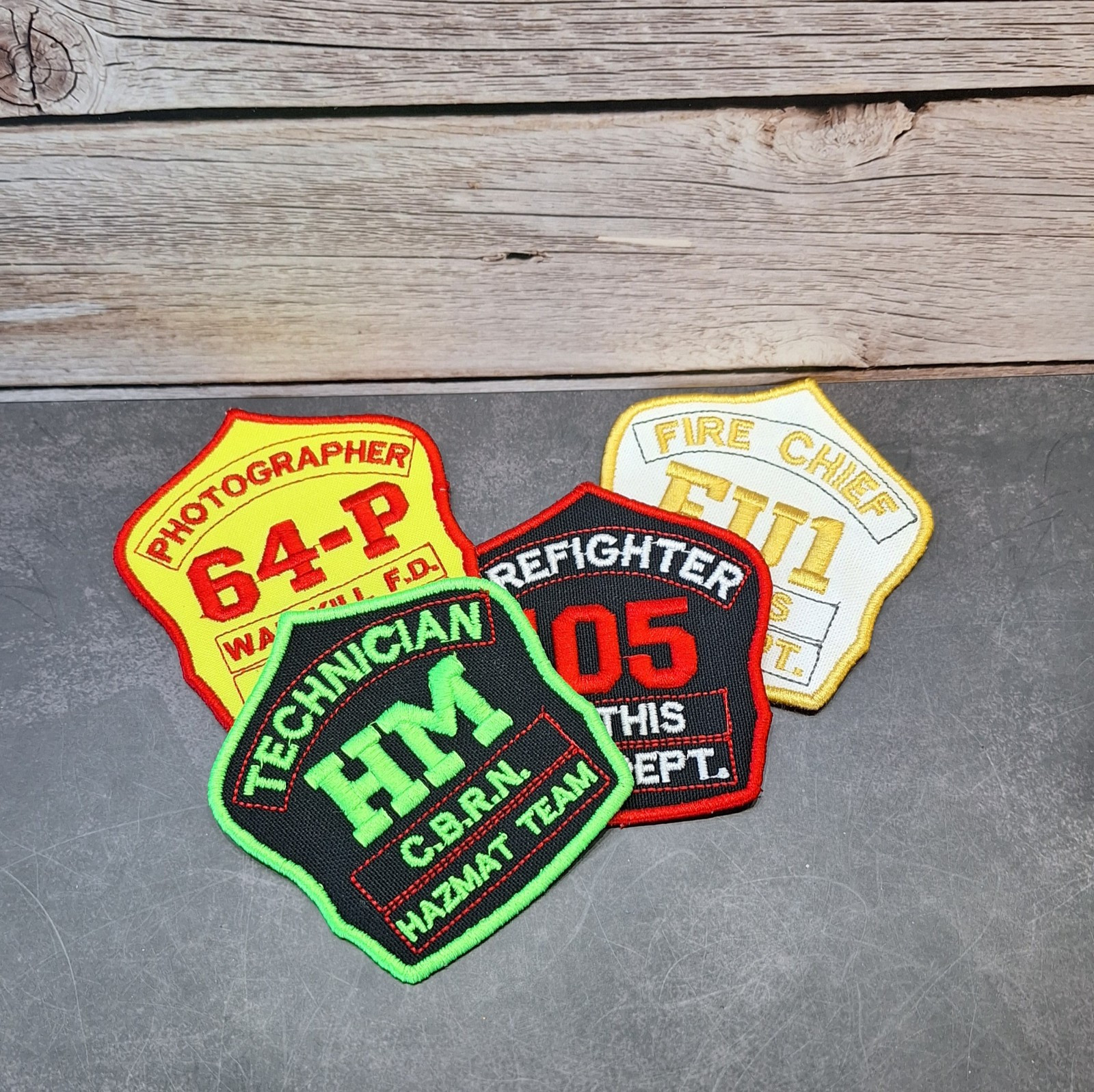 Custom Firefighter Helmet Shield Embroidered Patch (4 Inch) Build Your Own