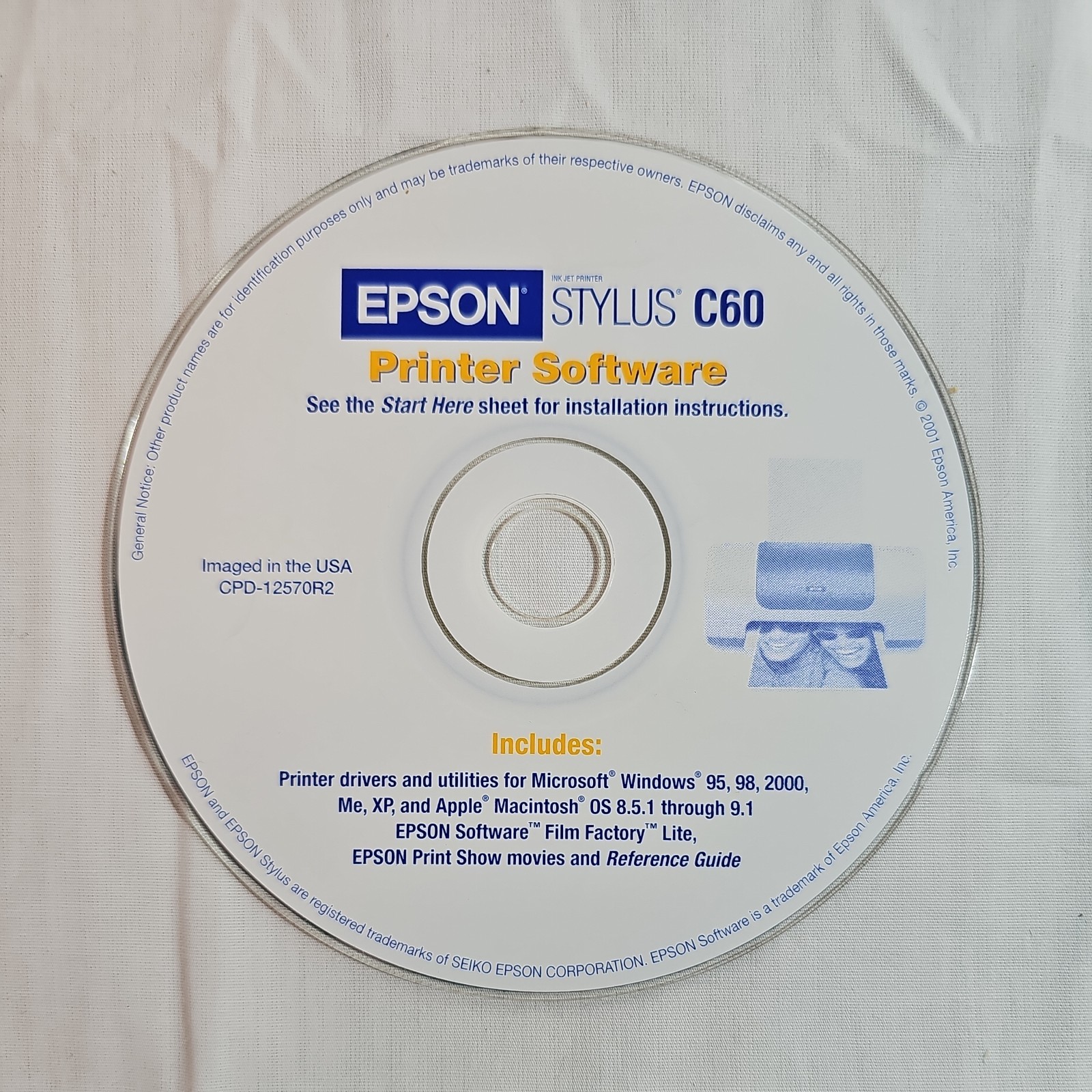 EPSON Stylus C60 Series Printer Software Drivers and Utilities Disc - Loads