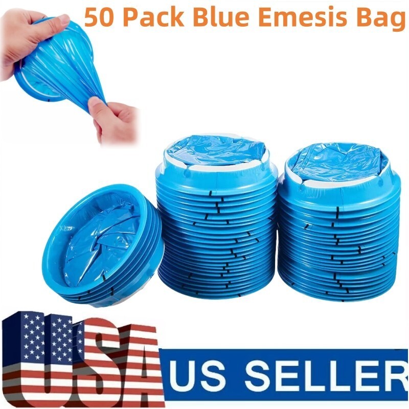 50 Pack Emesis Bag, Disposable Vomit Bags, Aircraft Barf Bags Car Sickness Bag.