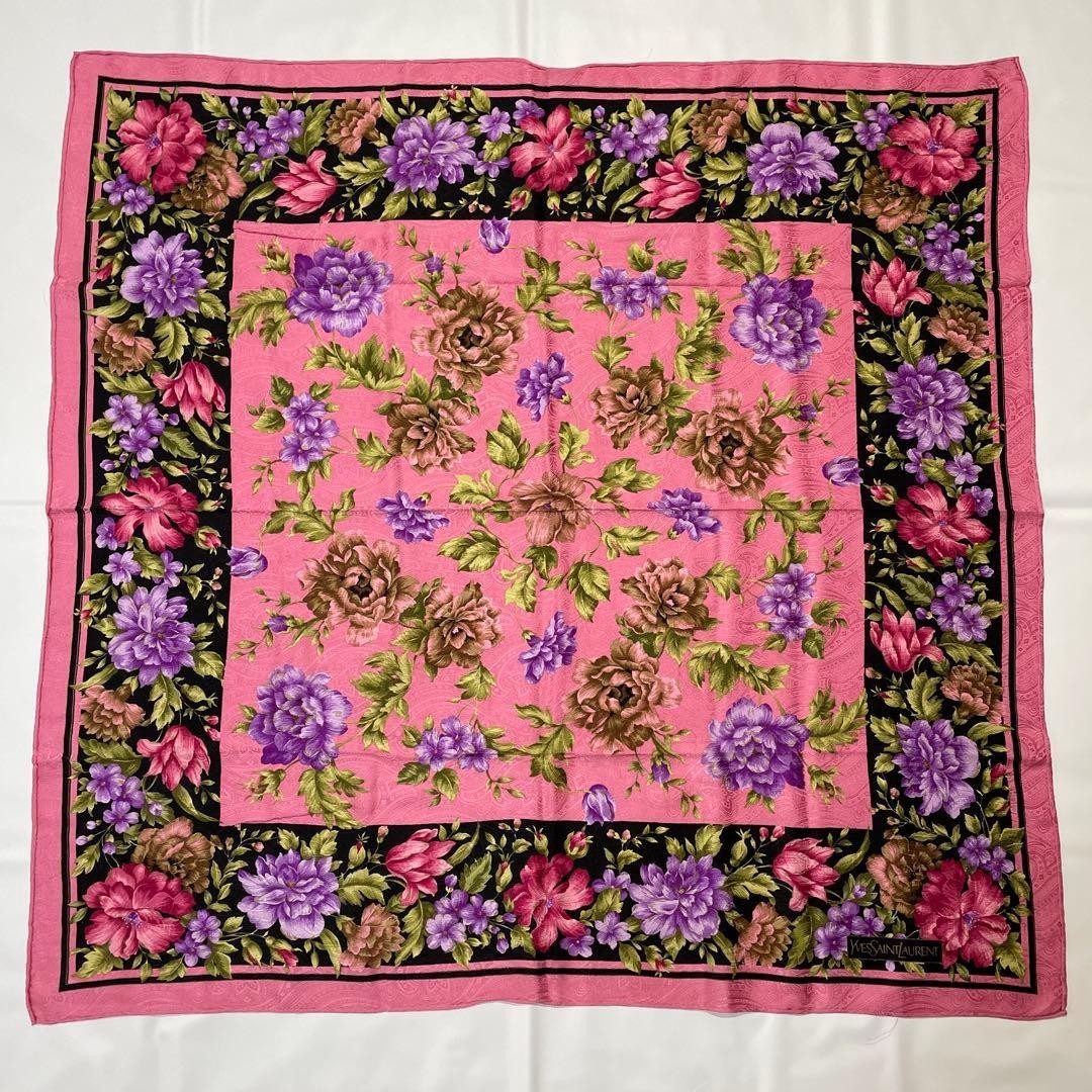 Yves Saint Laurent Silk Scarf in Pink 87 x 88cm