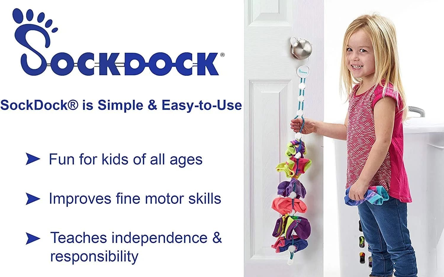 Sock Laundry Solution for Washing Drying & Storing Socks in Pairs Clip & Hold...