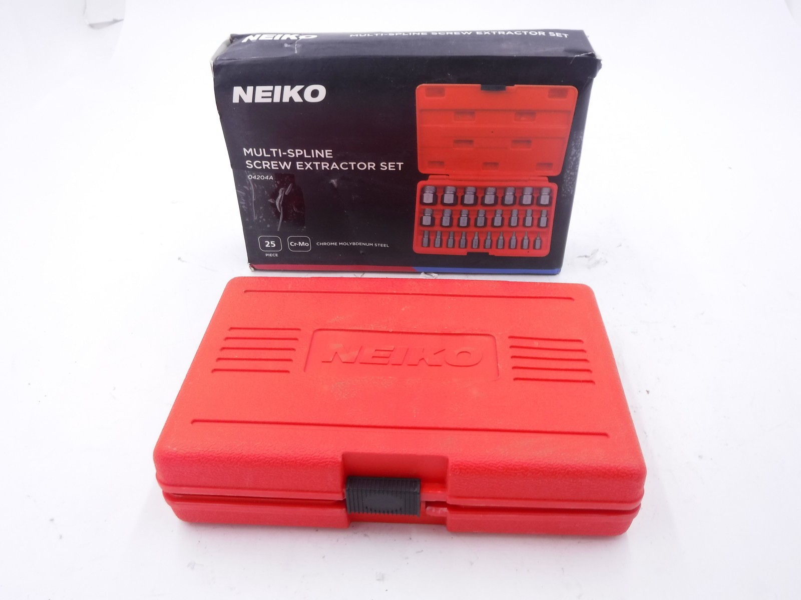 NEIKO 04204A Hex Head Multispline Screw and Bolt Extractor Set 25 Piece Chrome