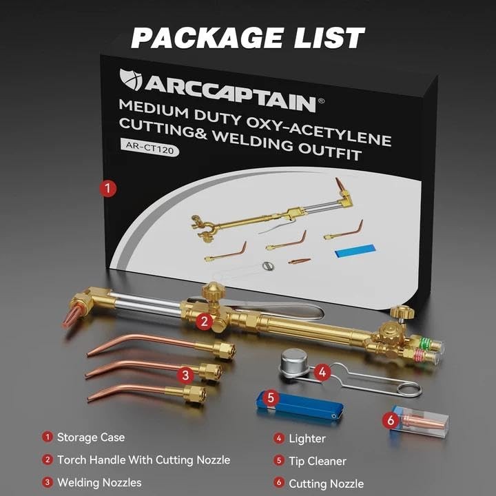 Oxy Acetylene Cutting Torch, Medium Duty CA1350 Cutting Welding Torch with Ch...