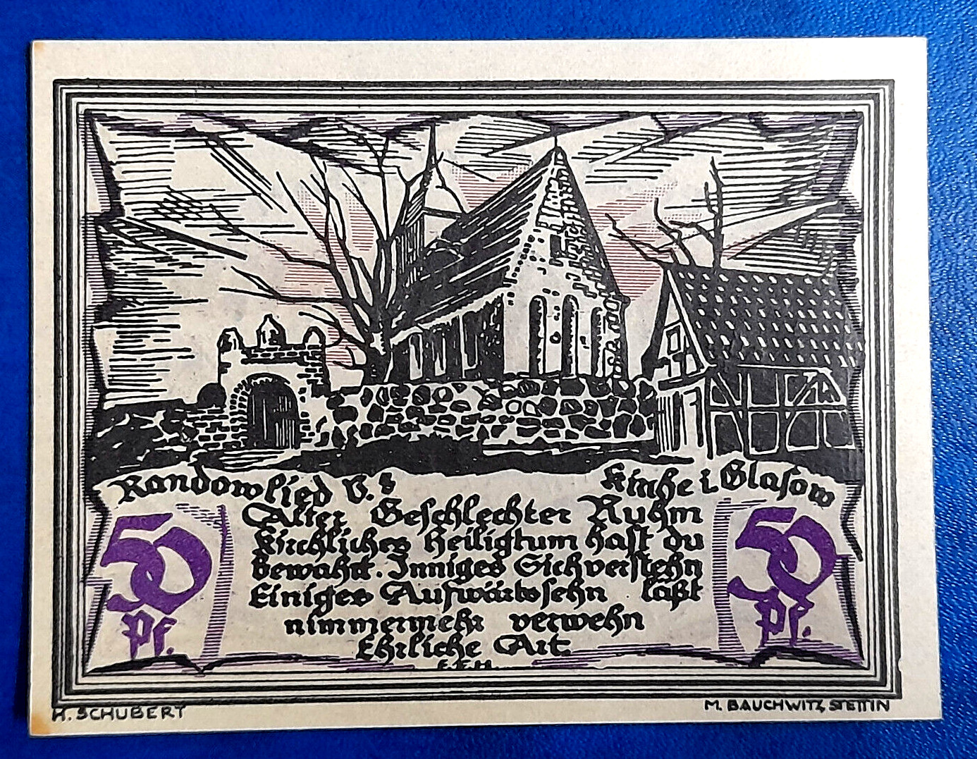 STETTIN (SZCZECIN) NOTGELD 50 PFENNIG 1921 EMERGENCY MONEY GERMANY (29140)