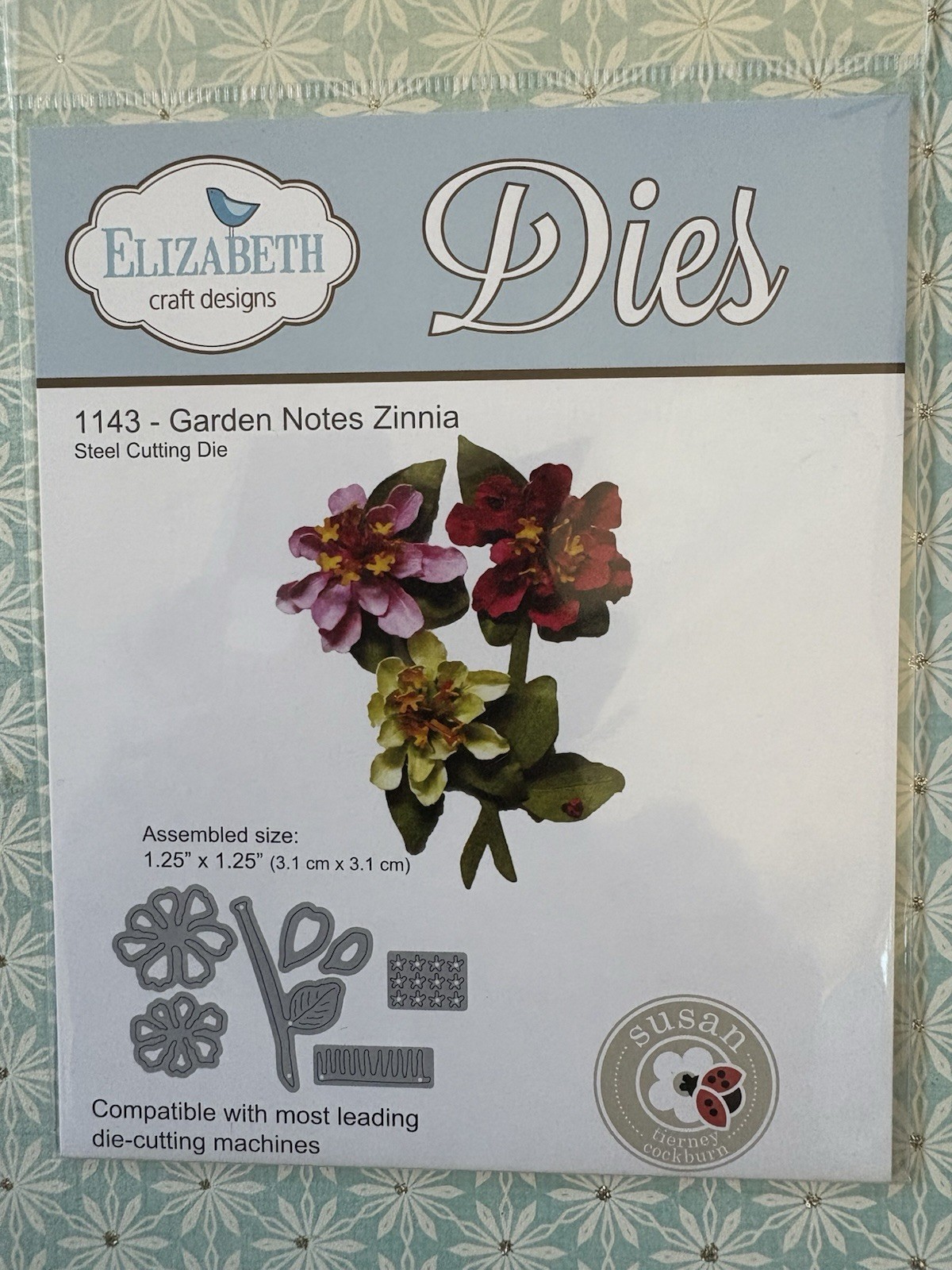 Elizabeth Craft Design Steel Cutting Die 1143 Garden Notes Zinnia