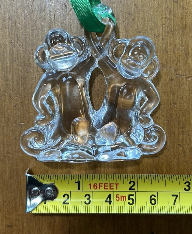 Marquis Waterford Crystal Monkeys Two By Two Christmas Ornament Noah's Ark