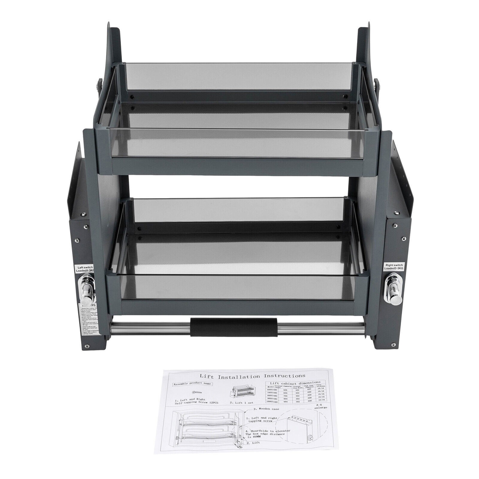 Pull-Out Cabinet Shelf Drop Down Shelf Pull-Down Lift for Kitchen Cabinet 2-tier