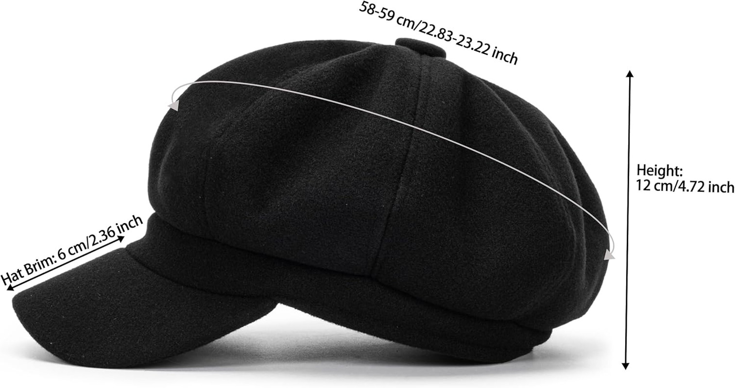 Women'S Octagonal Newsboy Cap - Vintage 8 Panels Paperboy Visor Gatsby Cabbie Ha
