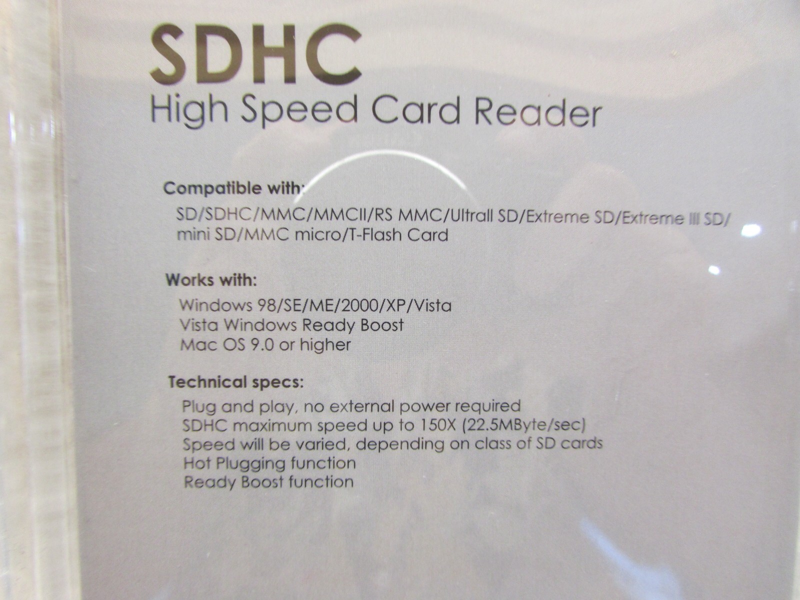 Card Reader High Speed Data Transfer SDHC USB Plug Play Sealed ICON C18