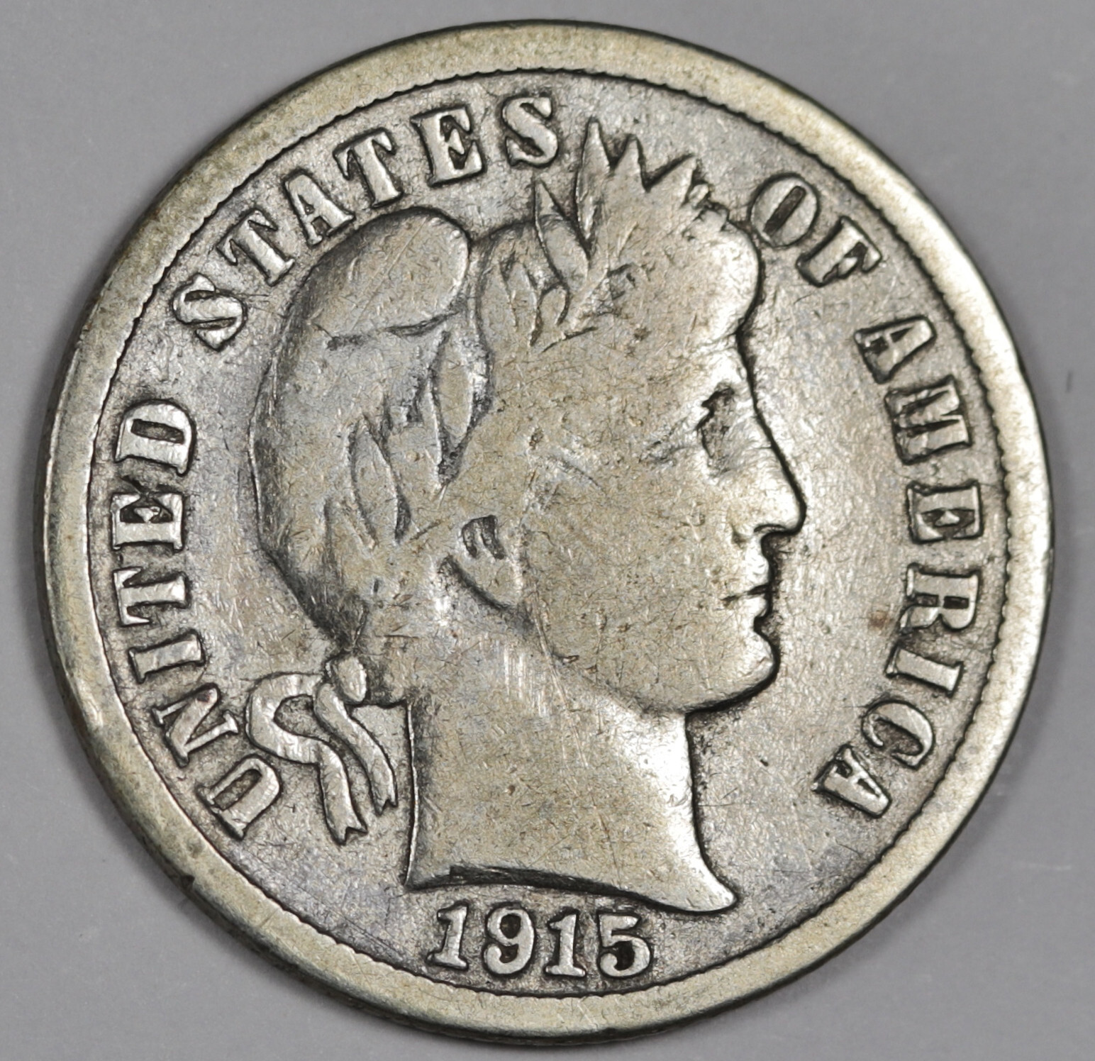 1915-s Barber Dime.  Fine.  203333